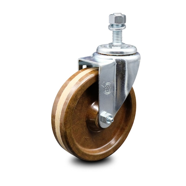 5 Inch High Temp Phenolic Wheel Swivel 12mm Threaded Stem Caster SCC